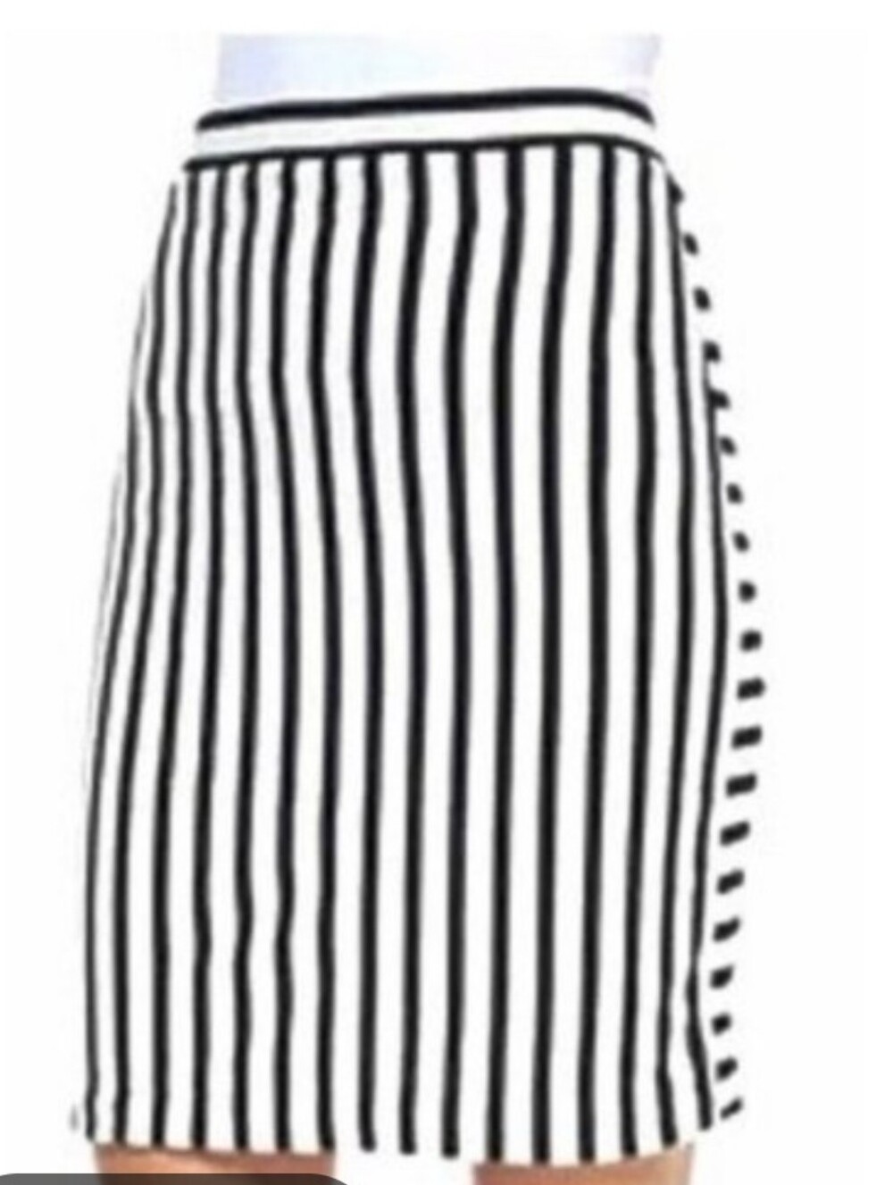 Rebecca Minkoff Vertical Black and White Striped Pencil Skirt